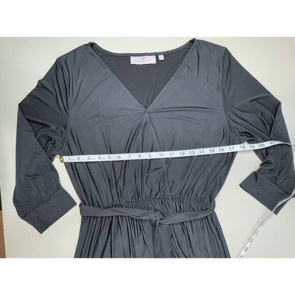 Laurie Felt Wrap Front Maxi Dress Dress L Black Goth Witchy Spooky Stretchy Glam - Picture 9 of 16